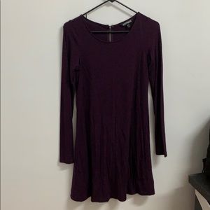 Plum long sleeve a-line dress